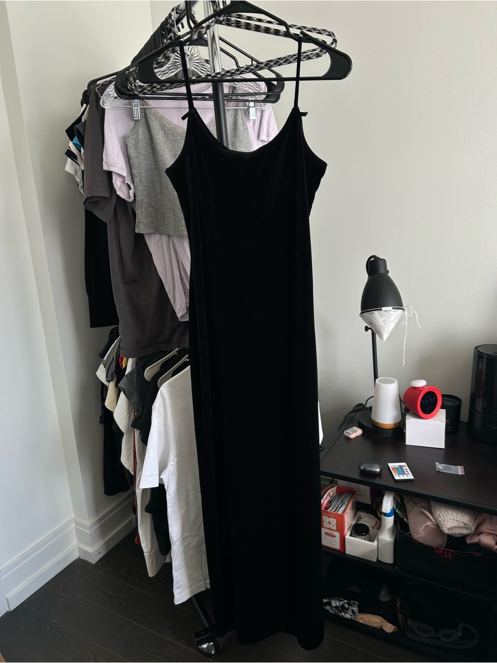 Onyx Nite Black Velvet Spaghetti-Strap Maxi